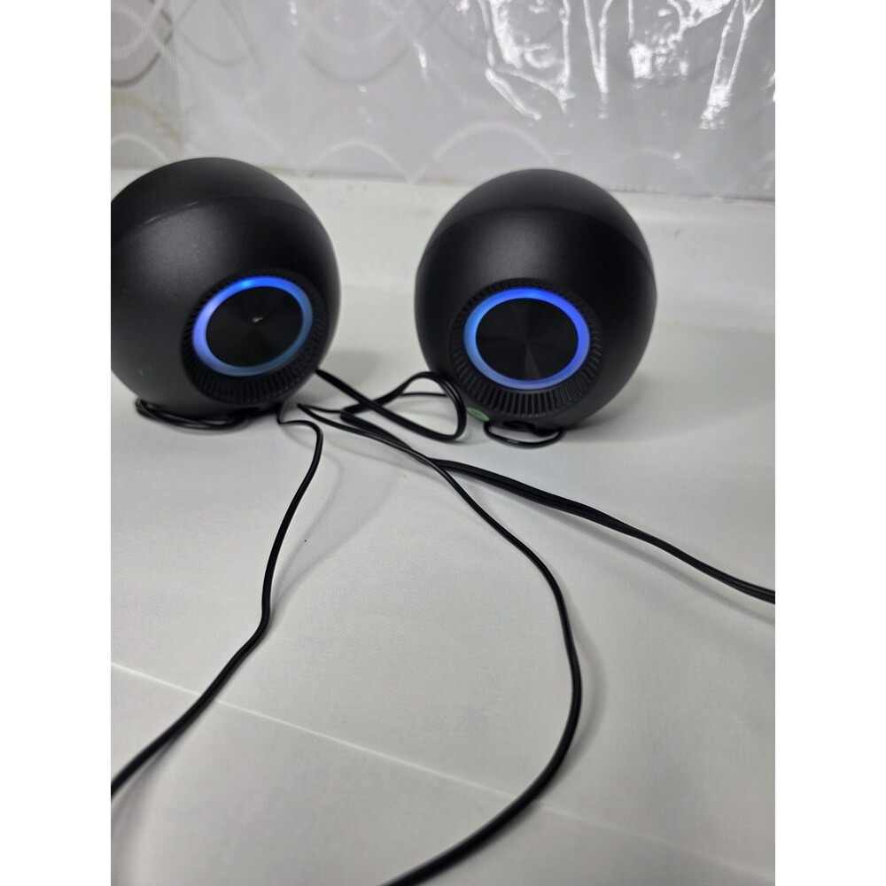 Smalody YXSM9013BL USB Powered 2.0 Computer Speakers AUX Blue LED Black Tested